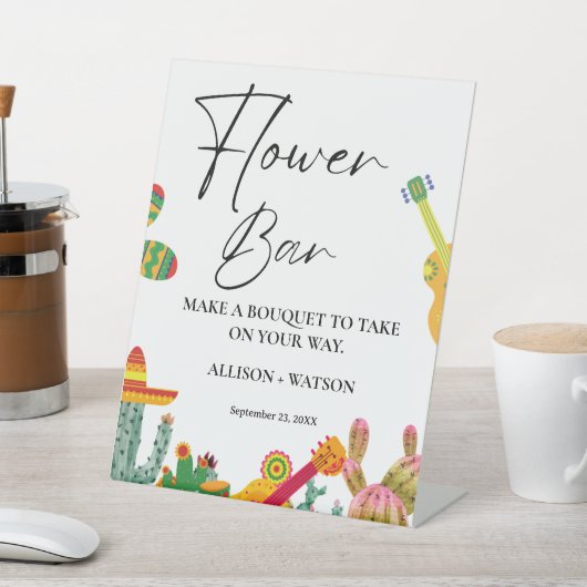 サボテン花バー標識ブライダルシャワー花標識 台座サイン (インサイチュ)