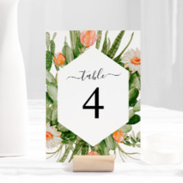 サボテン花フレームテーブ結婚ル4のテーブル番号 テーブルナンバー