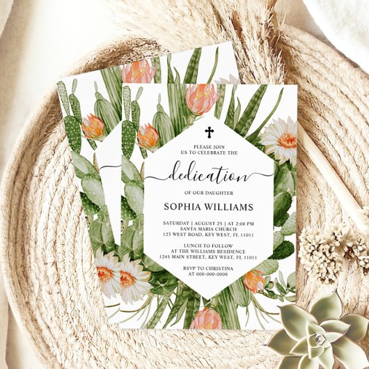 サボテン花フレーム献身招待状 招待状