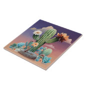 サボテン花ラトルズナケ砂漠アート タイル (側面)