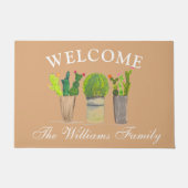 サボテン花水彩南西引っ越し祝いパーティー ドアマット (正面)