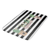 サボテン花白黒ストライプ バスマット (アングル)