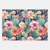 サボテン花砂漠の植物花の模様 ラッピングペーパーシート (正面3)
