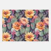 サボテン花砂漠の植物花の模様 ラッピングペーパーシート (正面2)