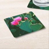 サボテン花 スクエアペーパーコースター (アングル)