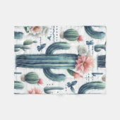 サボテン花 フリースブランケット (正面(横))