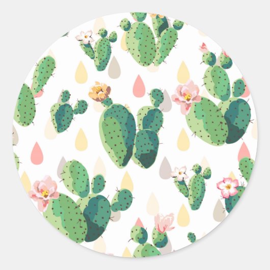サボテン花 ラウンドシール (正面)