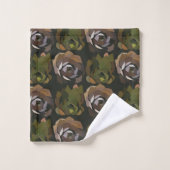 サボテン葉ガーデンズグリーンボタニックパターン バスタオルセット (ウォッシュタオル)