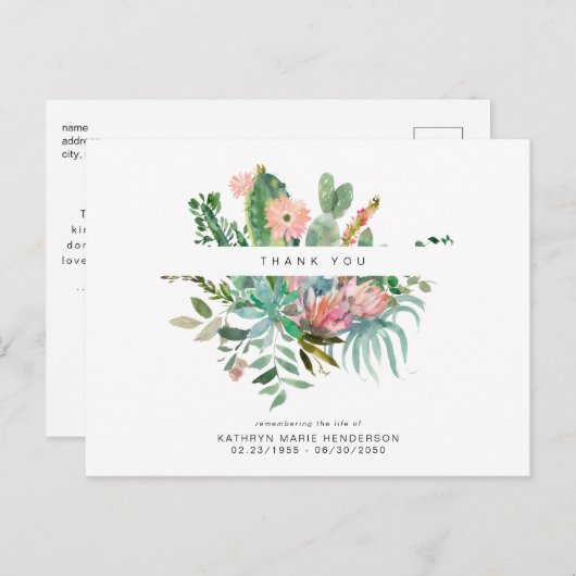 サボテン葬儀の損失の人生ありがとうポストカード ポストカード (正面/裏面)