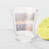 サボテン赤い岩サンセット自然風景アリゾナ ショットグラス (裏面)