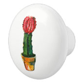 サボテン赤い緑の植物ボホ南西素朴西 セラミックノブ (右)