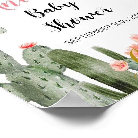 サボテン赤ちゃんシャワー歓迎サイン ポスター (角)