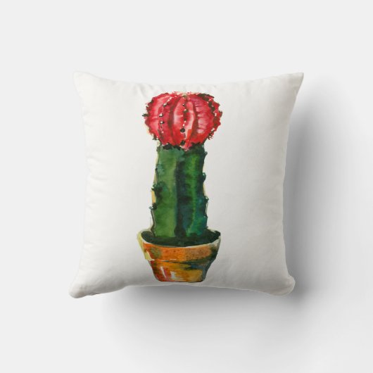 サボテン赤と緑の水の色の南西ボホ クッション (裏面)