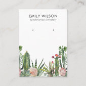 サボテン赤面プロテア葉スタッドイヤリングディスプレイB 名刺 (正面)