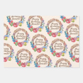 サボテン追加文字と名美しい水色3 ラッピングペーパーシート (正面3)