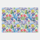 サボテン追加文字と名美しい水色3 ラッピングペーパーシート (正面2)