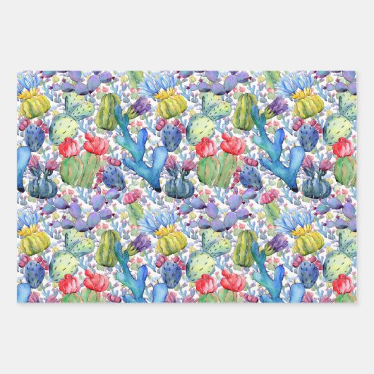 サボテン追加文字と名美しい水色3 ラッピングペーパーシート (正面2)