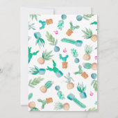 サボテン金ゴールドグリッター水色ベビーシャワー郵便 招待状 (裏面)