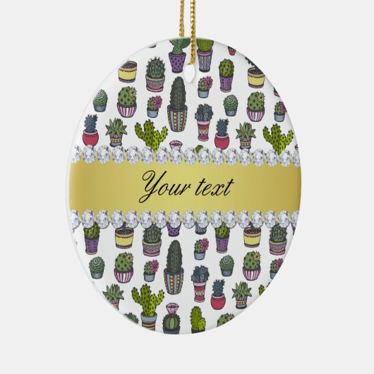 サボテン金ゴールドフェイクダきらきら光るイヤ セラミックオーナメント (右)