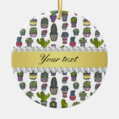 サボテン金ゴールドフェイクダきらきら光るイヤ セラミックオーナメント (正面)