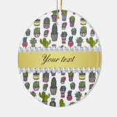 サボテン金ゴールドフェイクダきらきら光るイヤ セラミックオーナメント (左)