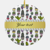 サボテン金ゴールドフェイクダきらきら光るイヤ セラミックオーナメント (裏面)