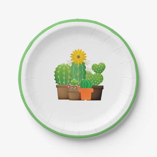 サボテン鉢植えパーティー紙皿 ペーパープレート (正面)