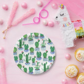 サボテン鉢植物の水色 ペーパープレート (パーティー)