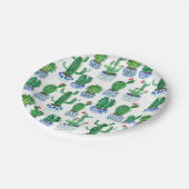 サボテン鉢植物の水色 ペーパープレート (アングル)