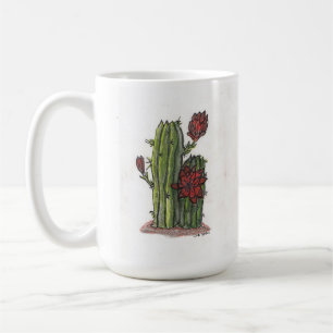 サボテン開花と赤い花1 Coffee Mag コーヒーマグカップ