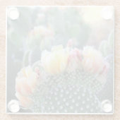 サボテン開花イエローピンク砂漠の花写真 ガラスコースター (裏面)