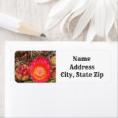 サボテン開花ブライトピンクフラワーデザートアドレス ラベル (インサイチュ)