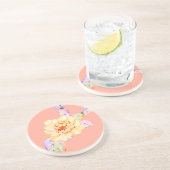 サボテン開花砂漠の花の水色ピーチパープル コースター (側面)