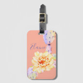 サボテン開花砂漠の花の水色ピーチパープル ラゲッジタグ (正面縦)