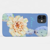 サボテン開花砂漠の花の水色ピーチパープル Case-Mate iPhoneケース (裏面(横))