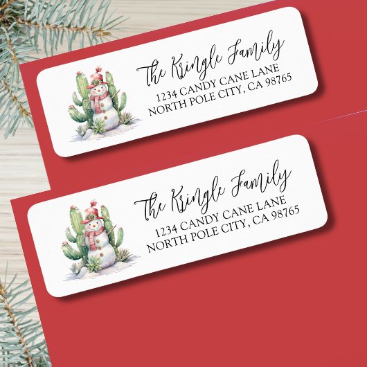 サボテン雪だるまクリスマス差出人住所 ラベル