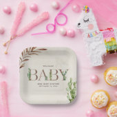 サボテン革ニュートラルベビーシャワー ペーパープレート (パーティー)