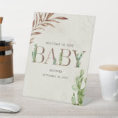 サボテン革ベビーシャワー歓迎ペデスタルサイン 台座サイン (インサイチュ)