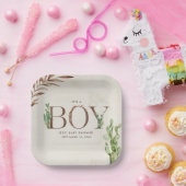 サボテン革ボーイベビーシャワー ペーパープレート (パーティー)