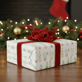 サボテン鮮やかをテーマにした包装紙 ラッピングペーパー