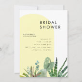 サボテン黄色の幾何学的ブライダルシャワー 招待状 (正面)