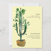 サボテン黄色の幾何学的ブライダルシャワー 招待状 (裏面)