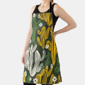 サボテン黒の背景ヴィンテージパターン エプロン (インサイチュ)