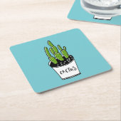 サボテン01 スクエアペーパーコースター (アングル)