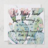 サボテン21歳の誕生日招待状 招待状 (裏面)