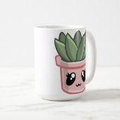 サボテン かわいい 緑の多肉植物 水彩画 プラント コーヒー コーヒーマグカップ (正面右)
