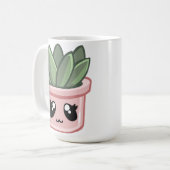 サボテン かわいい 緑の多肉植物 水彩画 プラント コーヒー コーヒーマグカップ (正面左)