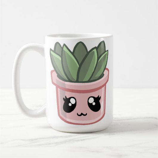 サボテン かわいい 緑の多肉植物 水彩画 プラント コーヒー コーヒーマグカップ (左)