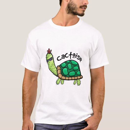 サボテン+ガメ おもしろ Tシャツ こども服 (正面)