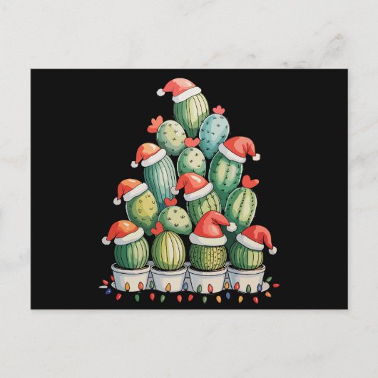 サボテン クリスマス ツリー Xmas ライト 多肉植物 サンタクロース (正面)